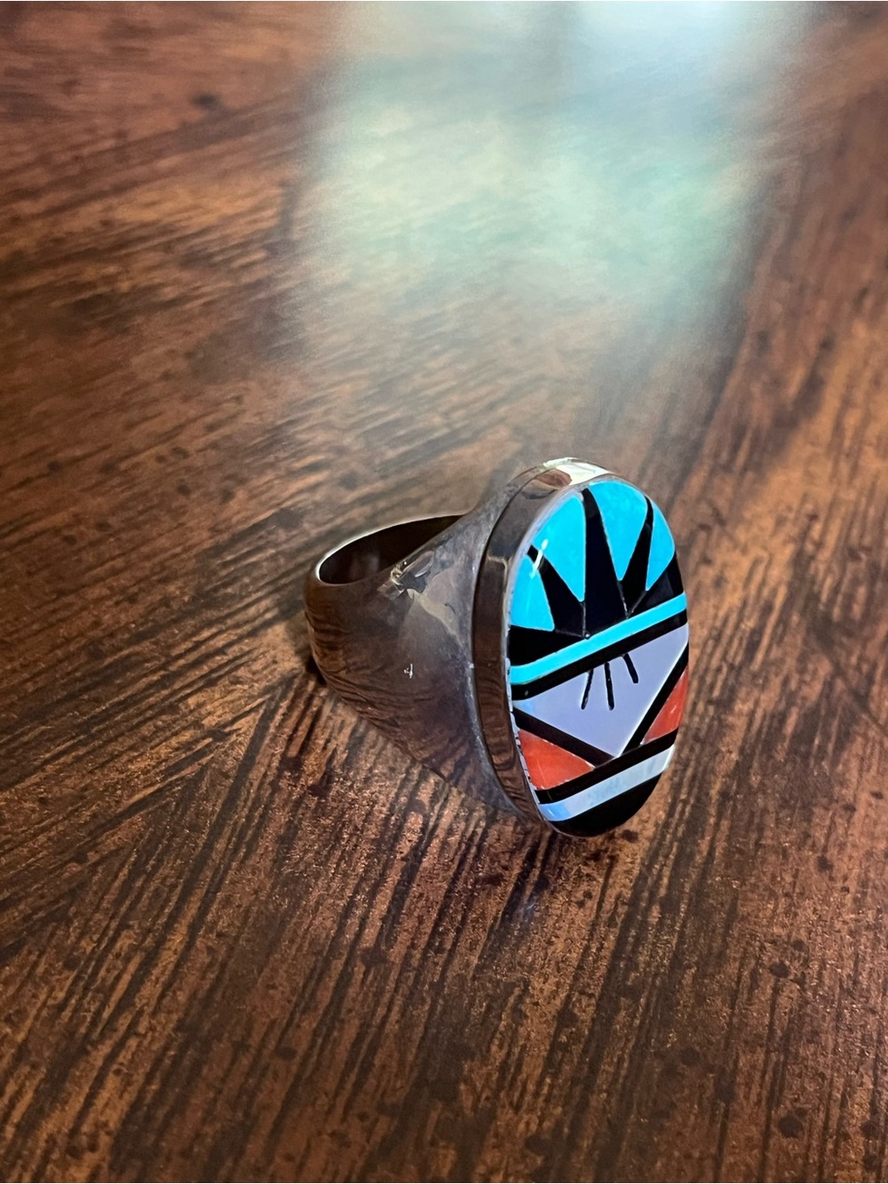 Native American  Men’s Zuni Inlay Ring - Picture 12 of 13
